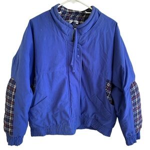 Vintage 1988 Gitano Winter Coat Elbow Patches Plaid Liner Women’s Oversized